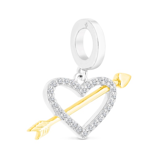 [PND28WCZ00000A899] Sterling Silver 925 Pendant Rhodium And Gold Plated Embedded With White CZ