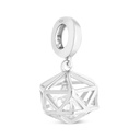 Sterling Silver 925 Pendant Rhodium Plated Embedded With White CZ