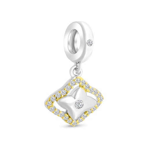 [PND28WCZ00000A910] Sterling Silver 925 Pendant Rhodium And Gold Plated Embedded With  White CZ