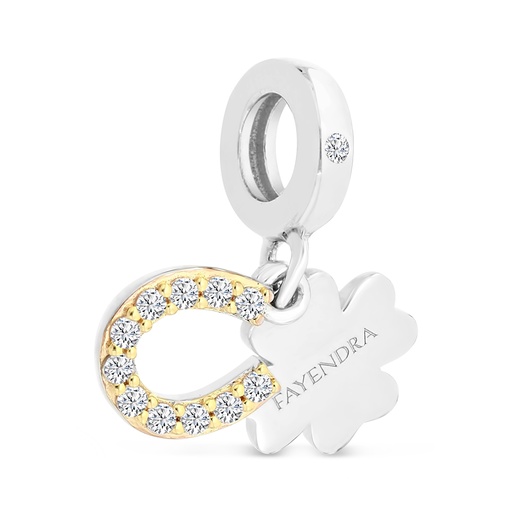 [PND28WCZ00000A914] Sterling Silver 925 Pendant Rhodium And Gold Plated Embedded With White CZ