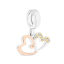 Sterling Silver 925 Pendant Rhodium And Gold And Rose Gold Plated Embedded With White CZ