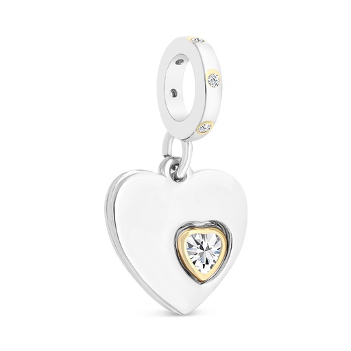 [PND28WCZ00000A924] Sterling Silver 925 Pendant Rhodium And Gold Plated Embedded With  White CZ