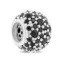 Sterling Silver 925 CHARM Rhodium Plated Embedded With Black CZ