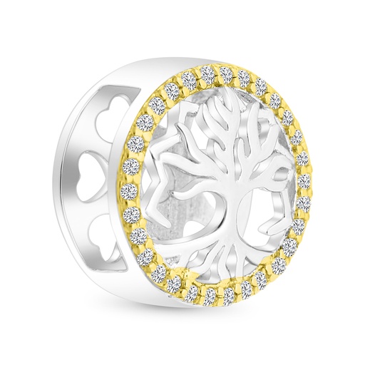 [BCB28WCZ00000A201] Sterling Silver 925 CHARM Rhodium And Gold Plated Embedded With White CZ