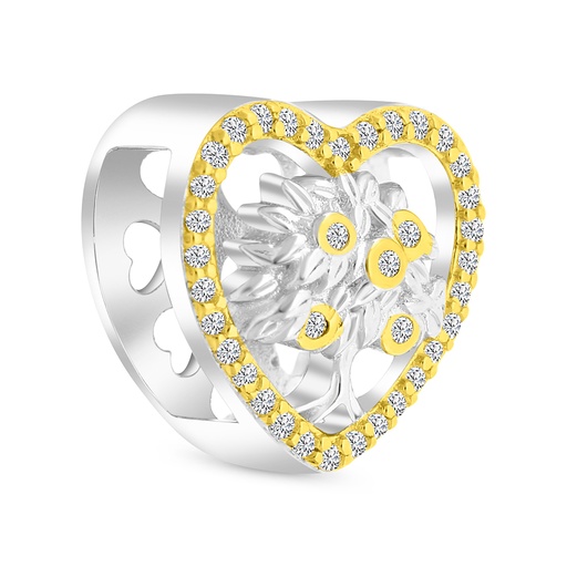 [BCB28WCZ00000A202] Sterling Silver 925 CHARM Rhodium And Gold Plated Embedded With White CZ