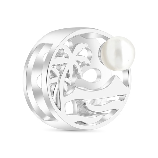 [BCB01PRL00000A210] Sterling Silver 925 CHARM  Rhodium Plated Embedded With White Shell Pearl