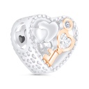 Sterling Silver 925 CHARM Rhodium And Rose Gold Plated Embedded With White CZ