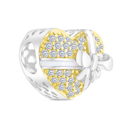 [BCB28WCZ00000A220] Sterling Silver 925 CHARM Rhodium And Gold Plated Embedded With White CZ