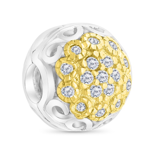[BCB28WCZ00000A221] Sterling Silver 925 CHARM Rhodium And Gold Plated Embedded With White CZ