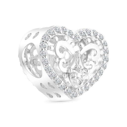 [BCB01WCZ00000A224] Sterling Silver 925 CHARM Rhodium Plated Embedded With White CZ