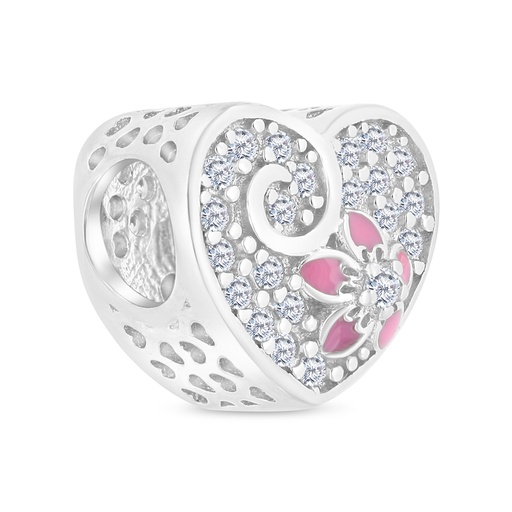 [BCB01WCZ00000A233] Sterling Silver 925 CHARM Rhodium Plated Embedded With White CZ