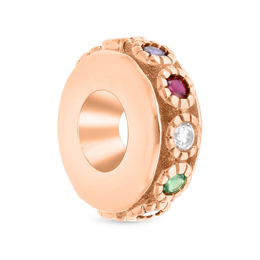 [BCB03MLS00000A236] Sterling Silver 925 CHARM Rose Gold Plated Embedded With Sapphire Corundum , Ruby Corundum , Emerald Zircon And White CZ
