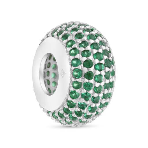 [BCB01EMR00000A237] Sterling Silver 925 CHARM Rhodium Plated Embedded With Emerald Zircon