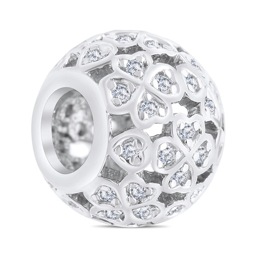 [BCB01WCZ00000A241] Sterling Silver 925 CHARM Rhodium Plated Embedded With White CZ