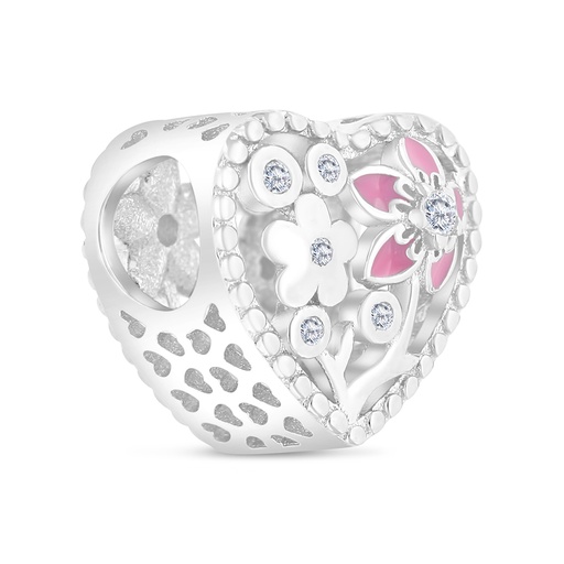 [BCB01WCZ00000A259] Sterling Silver 925 CHARM Rhodium Plated Embedded With White CZ