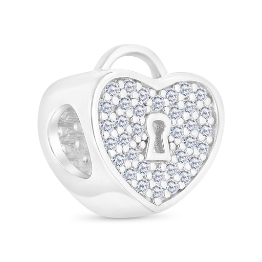 [BCB01WCZ00000A262] Sterling Silver 925 CHARM Rhodium Plated Embedded With White CZ