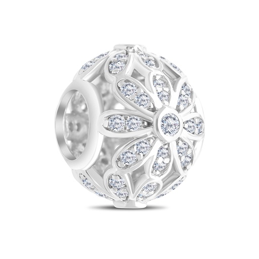 [BCB01WCZ00000A264] Sterling Silver 925 CHARM Rhodium Plated Embedded With White CZ