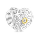 Sterling Silver 925 CHARM Rhodium And Gold Plated Embedded With White CZ