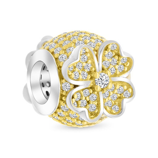 [BCB28WCZ00000A269] Sterling Silver 925 CHARM Rhodium And Gold Plated Embedded With White CZ