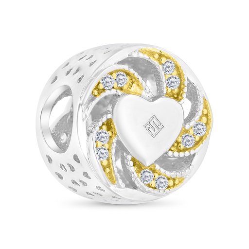 [BCB28WCZ00000A271] Sterling Silver 925 CHARM Rhodium And Gold Plated Embedded With White CZ