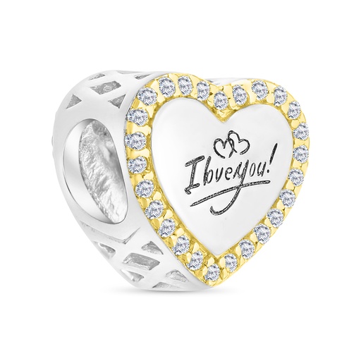 [BCB28WCZ00000A272] Sterling Silver 925 CHARM Rhodium And Gold Plated Embedded With White CZ