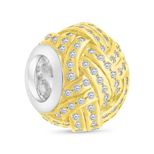 [BCB28WCZ00000A277] Sterling Silver 925 CHARM Rhodium And Gold Plated Embedded With White CZ