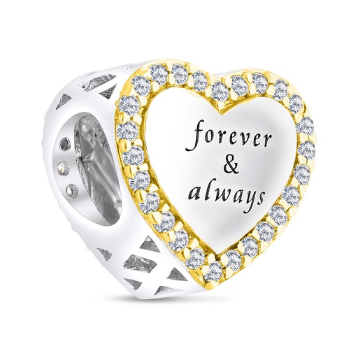 [BCB28WCZ00000A280] Sterling Silver 925 CHARM Rhodium And Gold Plated Embedded With White CZ