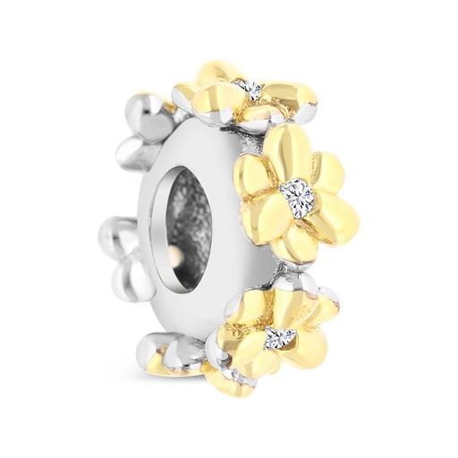 [BCB28WCZ00000A282] Sterling Silver 925 CHARM Rhodium And Gold Plated Embedded With White CZ