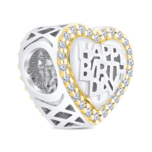 [BCB28WCZ00000A290] Sterling Silver 925 CHARM Rhodium And Gold Plated Embedded With White CZ