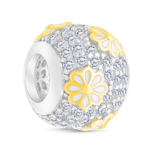 [BCB28WCZ00000A292] Sterling Silver 925 CHARM Rhodium And Gold Plated Embedded With White CZ