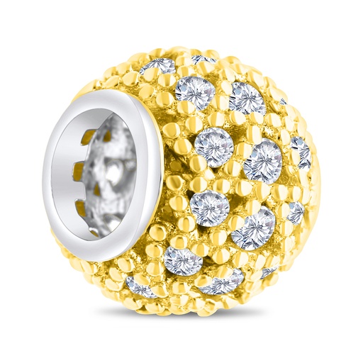 [BCB28WCZ00000A293] Sterling Silver 925 CHARM Rhodium And Gold Plated Embedded With White CZ