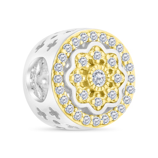 [BCB28WCZ00000A297] Sterling Silver 925 CHARM Rhodium And Gold Plated Embedded With White CZ