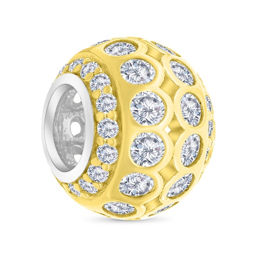 [BCB28WCZ00000A298] Sterling Silver 925 CHARM Rhodium And Gold Plated Embedded With White CZ