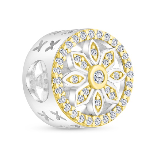 [BCB28WCZ00000A306] Sterling Silver 925 CHARM Rhodium And Gold Plated Embedded With White CZ