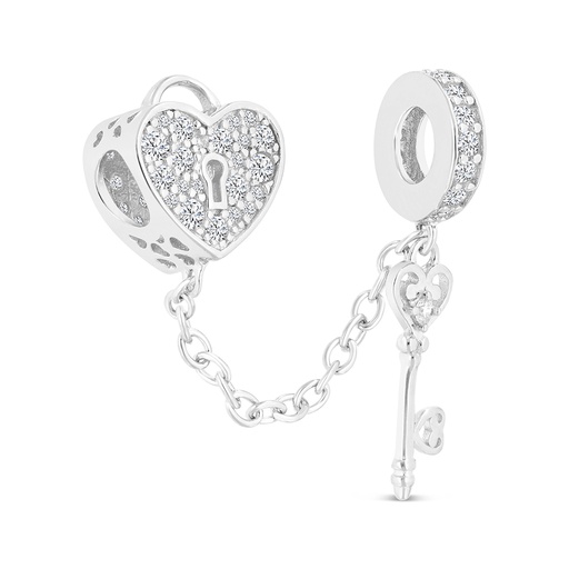 [BCB01WCZ00000A307] Sterling Silver 925 CHARM Rhodium Plated Embedded With White CZ