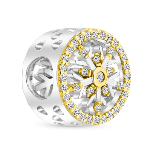 [BCB28WCZ00000A308] Sterling Silver 925 CHARM Rhodium And Gold Plated Embedded With White CZ