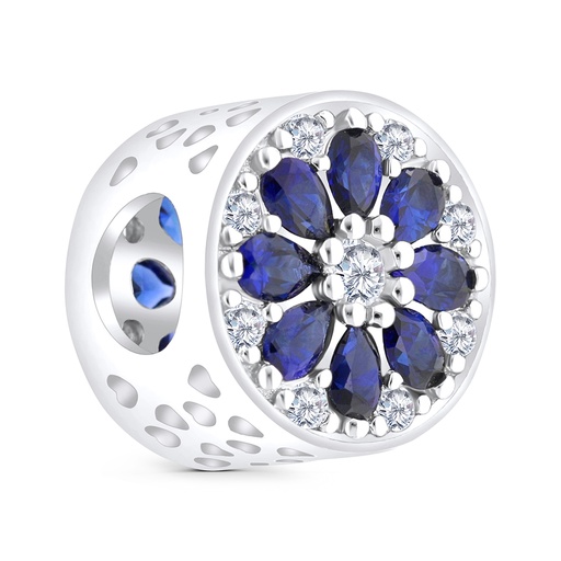[BCB01SAP00WCZA311] Sterling Silver 925 CHARM Rhodium Plated Embedded With Sapphire Corundum And White CZ