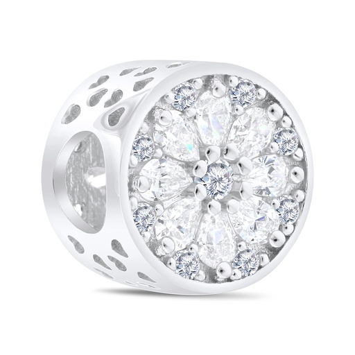 [PND01CIT00WCZA311] Sterling Silver 925 CHARM Rhodium Plated Embedded With Yellow Zircon And White CZ