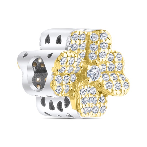 [BCB28WCZ00000A312] Sterling Silver 925 CHARM Rhodium And Gold Plated Embedded With White CZ