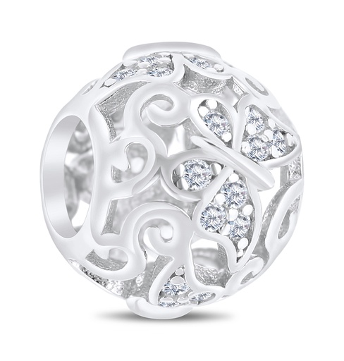 [BCB01WCZ00000A313] Sterling Silver 925 CHARM Rhodium Plated Embedded With White CZ