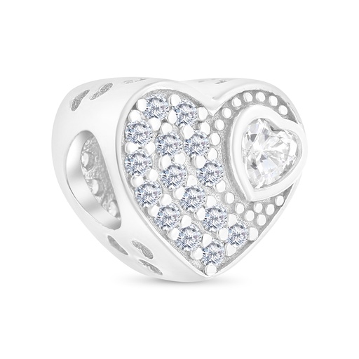 [BCB01WCZ00000A335] Sterling Silver 925 CHARM Rhodium Plated Embedded With White CZ