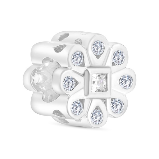 [BCB01WCZ00000A336] Sterling Silver 925 CHARM Rhodium Plated Embedded With White CZ