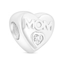 Sterling Silver 925 CHARM Rhodium Plated Embedded With White CZ (MOM)