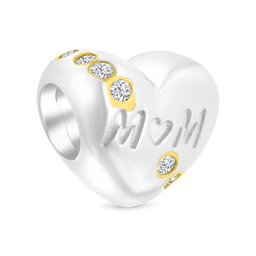 [BCB28WCZ00000A365] Sterling Silver 925 CHARM Rhodium And Gold Plated Embedded With White CZ (MOM)
