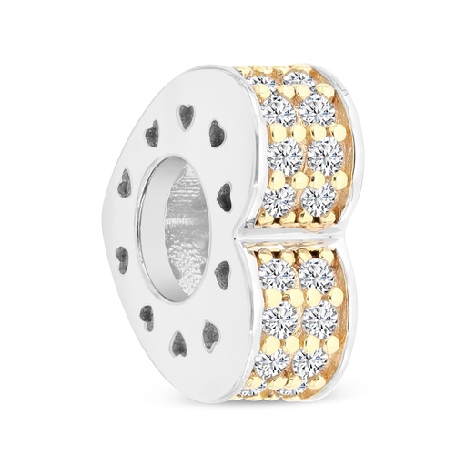 [BCB28WCZ00000A379] Sterling Silver 925 CHARM Rhodium And Gold Plated Embedded With White CZ