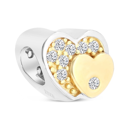 [BCB28WCZ00000A381] Sterling Silver 925 CHARM Rhodium And Gold Plated Embedded With White CZ