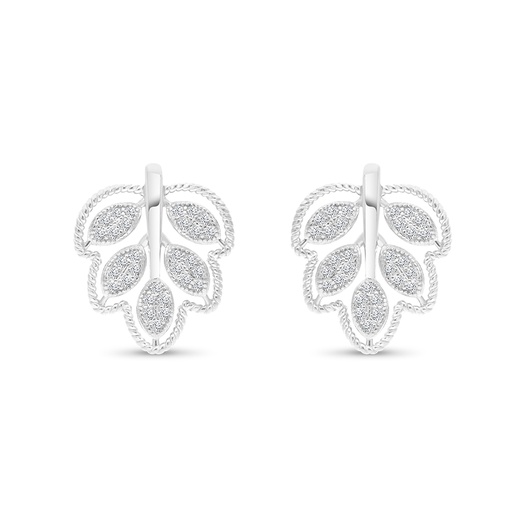 [EAR01WCZ00000B677] Sterling Silver 925 Earring Rhodium Plated Embedded With White CZ