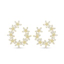 Sterling Silver 925 Earring Rhodium And Gold Plated Embedded With White CZ