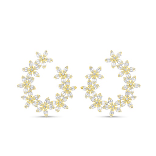 [EAR28WCZ00000B681] Sterling Silver 925 Earring Rhodium And Gold Plated Embedded With White CZ