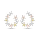 Sterling Silver 925 Earring Rhodium And Gold And Rose Gold Plated Embedded With White CZ